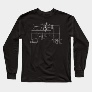 Driving Arrangements for Sewing Machine Vintage Patent Hand Drawing Long Sleeve T-Shirt